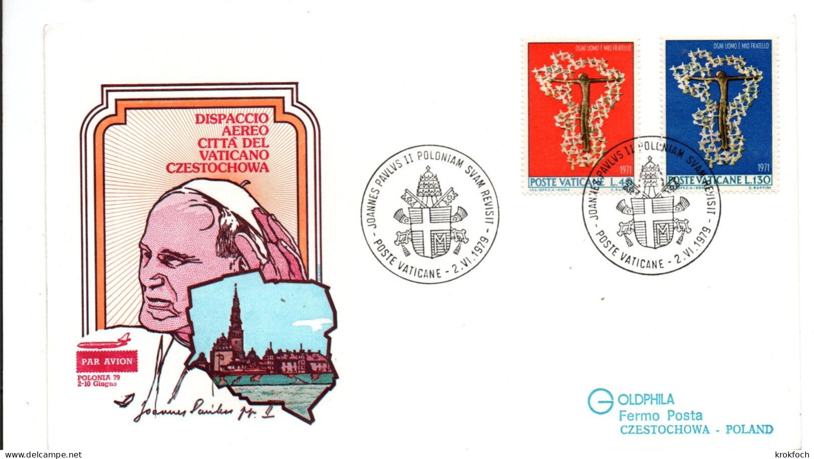 Pape Jean-Paul II - Départ Pour Voyage Pologne 06.1979 - Poste Vaticane - Storia Postale