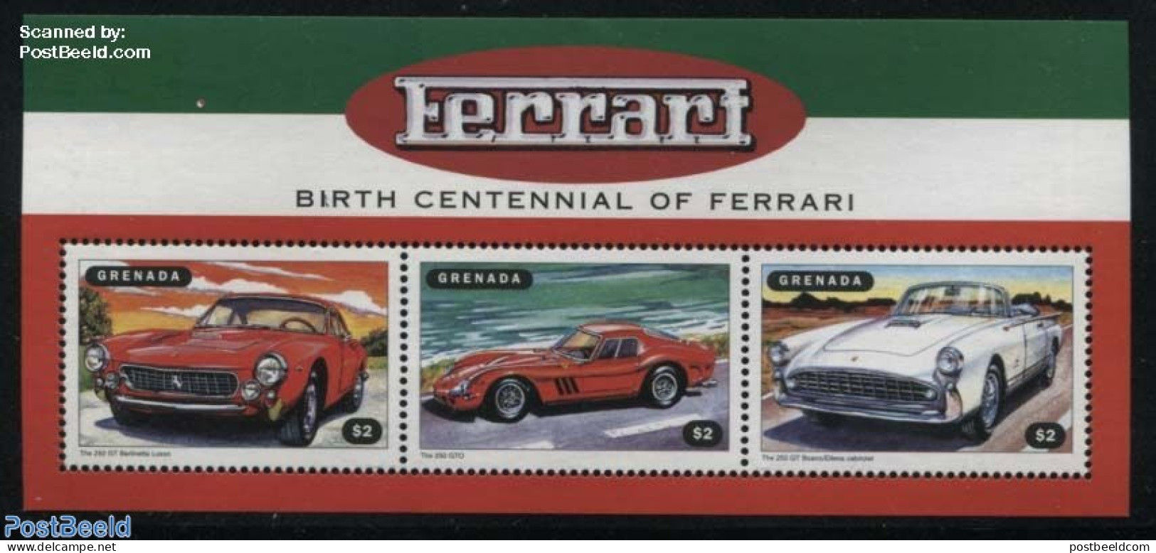 Grenada 1998 Enzo Ferrari 3v M/s, Mint NH, Transport - Automobiles - Ferrari - Coches