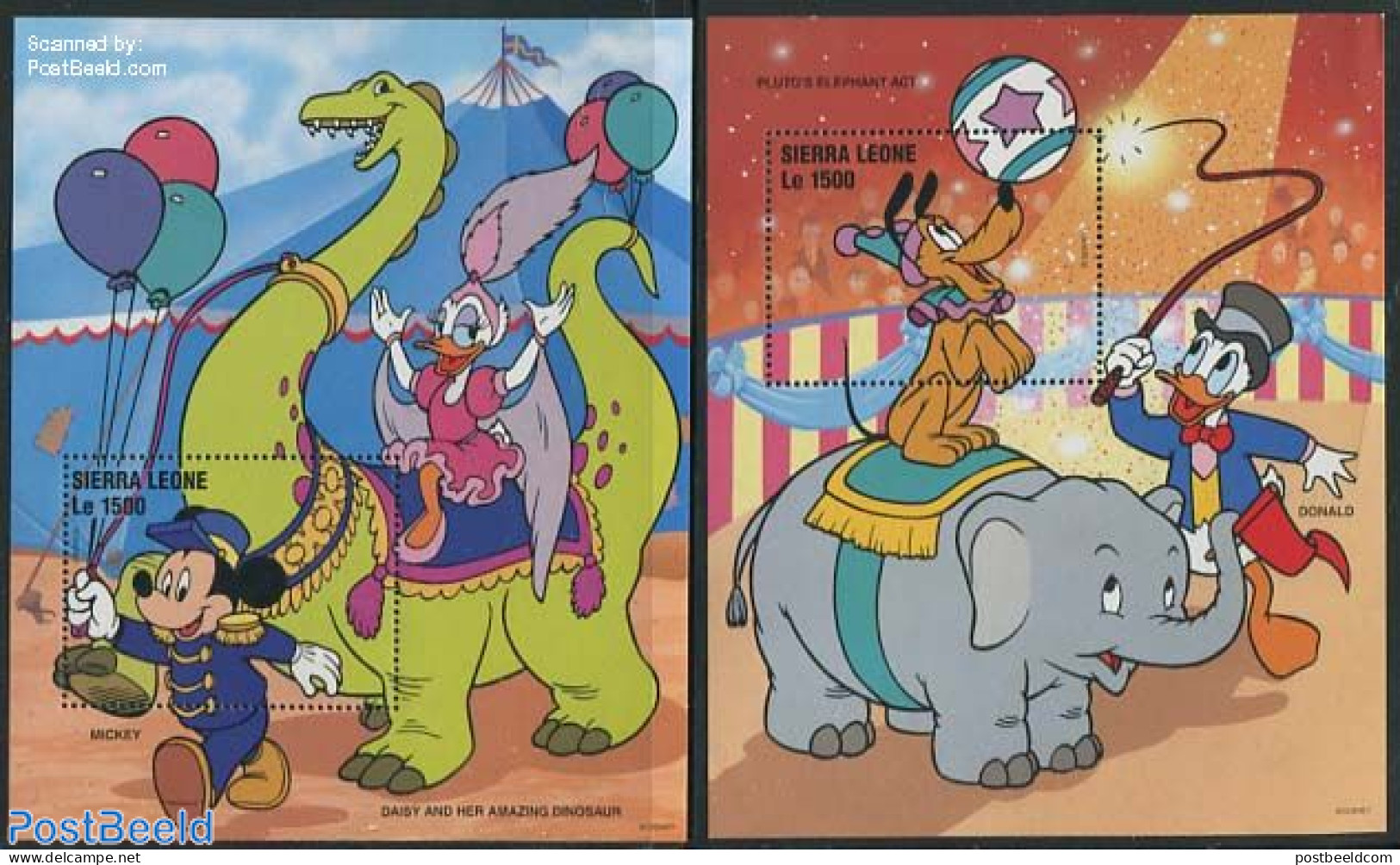 Sierra Leone 1996 Disney In Circus 2 S/s, Mint NH, Performance Art - Circus - Art - Disney - Circus