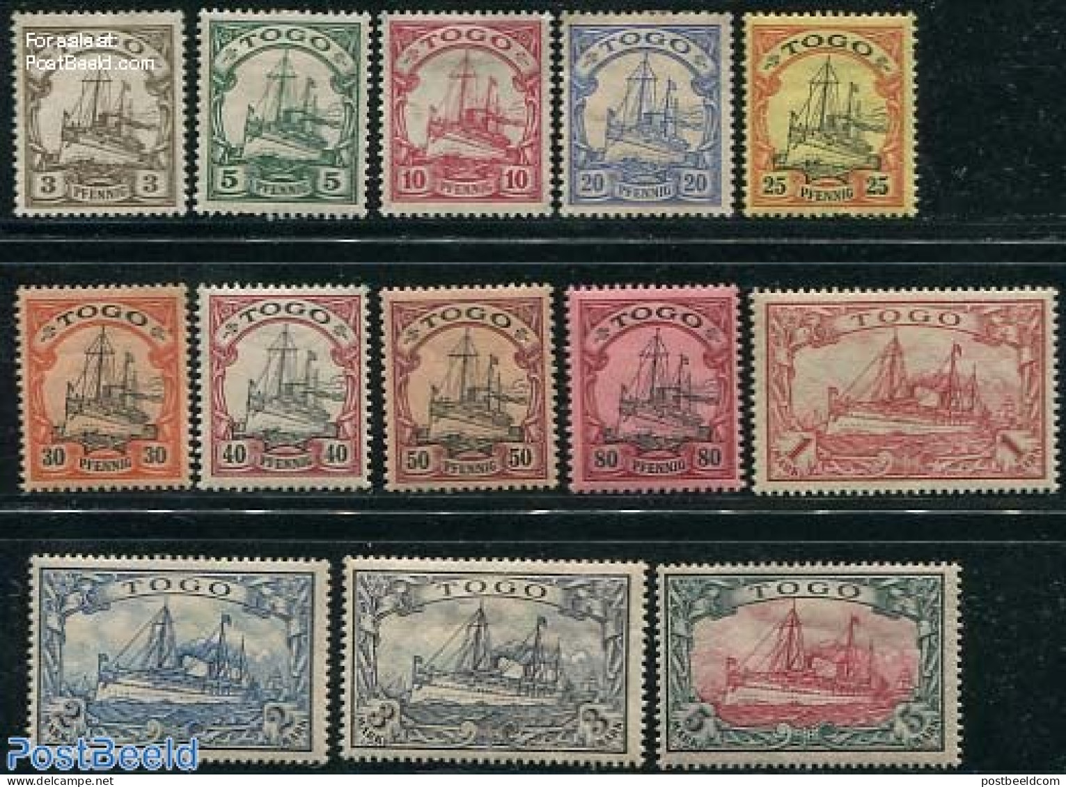 Germany, Colonies 1900 Togo, Ships 13v, Unused (hinged), Transport - Ships And Boats - Boten