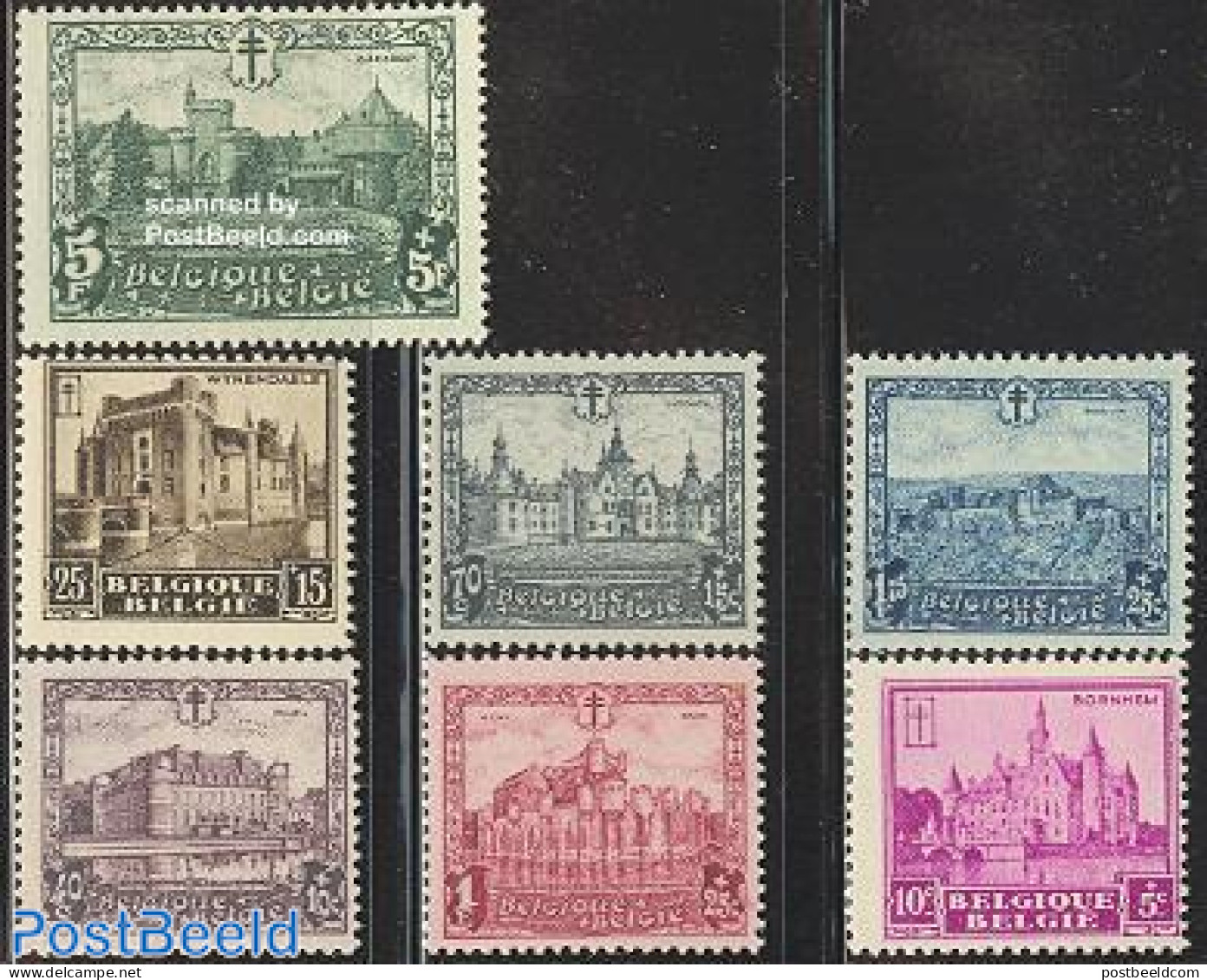 Belgium 1930 Anti Tuberculosis 7v, Mint NH, Health - Anti Tuberculosis - Art - Castles & Fortifications - Ongebruikt