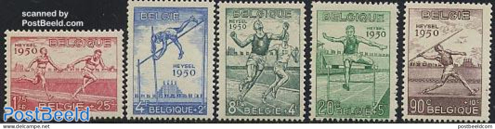 Belgium 1950 European Athletics 5v, Unused (hinged), History - Sport - Europa Hang-on Issues - Athletics - Sport (othe.. - Ongebruikt