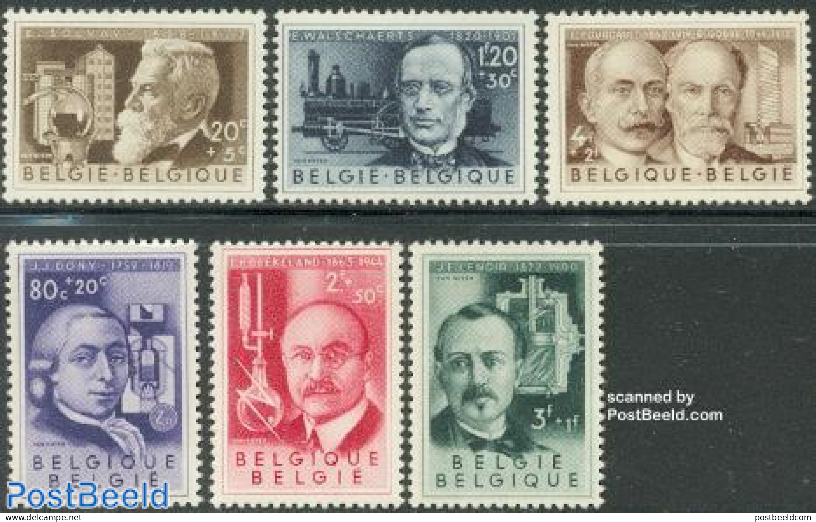 Belgium 1955 Famous Inventors 6v, Unused (hinged), Science - Transport - Chemistry & Chemists - Inventors - Railways - Nuovi