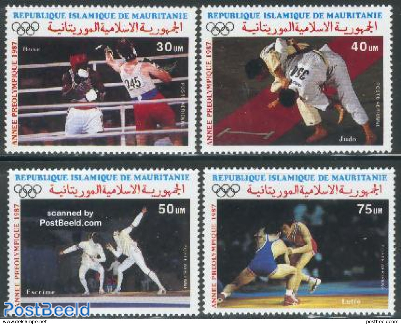 Mauritania 1987 Olympic Games Seoul 4v, Mint NH, Sport - Boxing - Fencing - Judo - Olympic Games - Pugilato