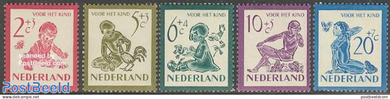 Netherlands 1950 Child Welfare 5v, Unused (hinged), Nature - Butterflies - Frogs & Toads - Insects - Poultry - Ungebraucht