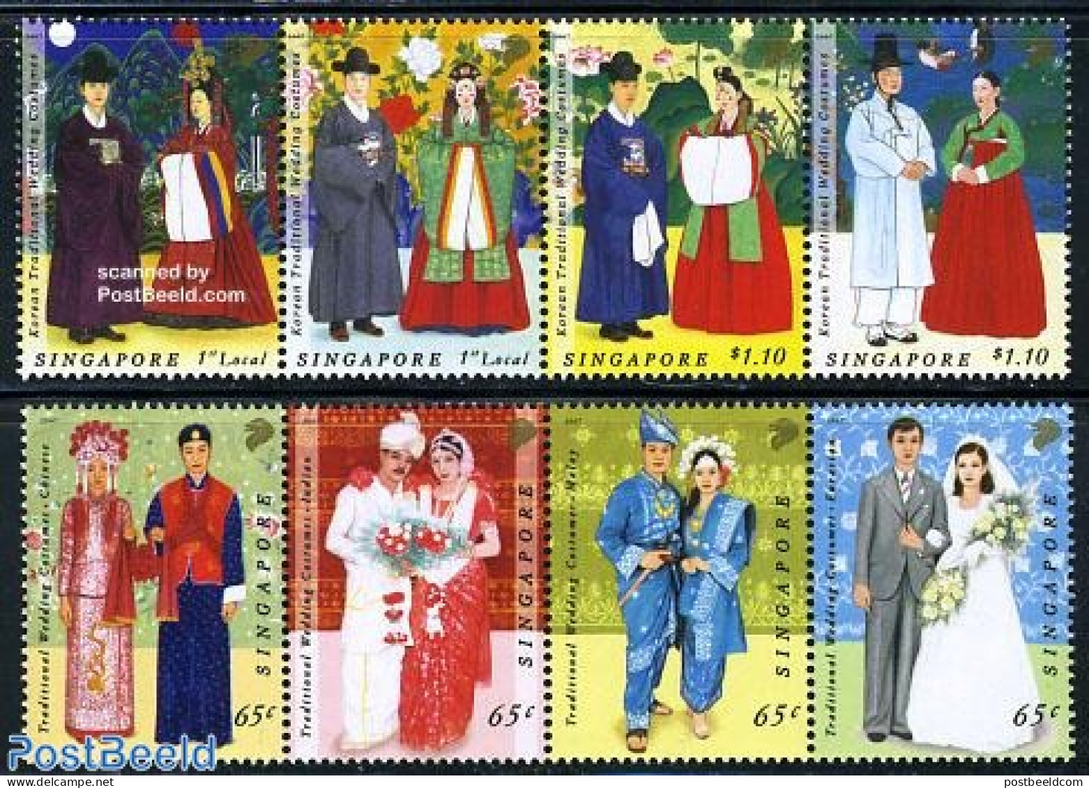 Singapore 2007 Tradional Wedding Costumes 2x4v [:::], Joint Issue, Mint NH, Various - Costumes - Joint Issues - Costumi