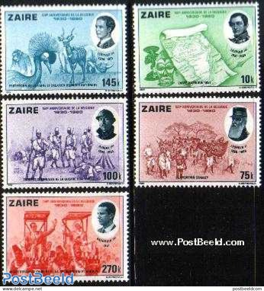 Congo Dem. Republic, (zaire) 1980 Independence Belgium 5v, Mint NH, History - Nature - Various - Kings & Queens (Royal.. - Königshäuser, Adel