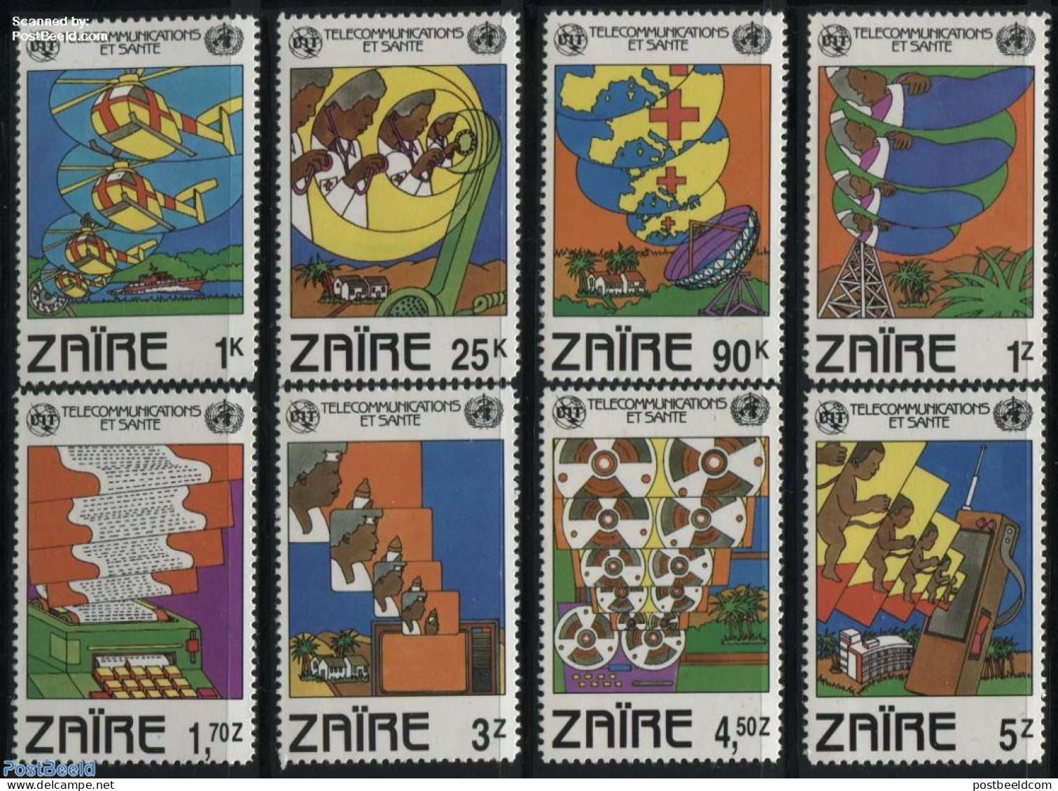 Congo Dem. Republic, (zaire) 1982 W.H.O./I.T.U. 8v, Mint NH, Health - Science - Transport - Health - Red Cross - Telec.. - Rode Kruis