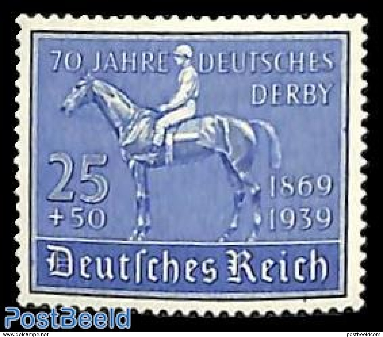 Germany, Empire 1939 Hamburg Derby 1v, Mint NH, Nature - Sport - Horses - Sport (other And Mixed) - Ungebraucht