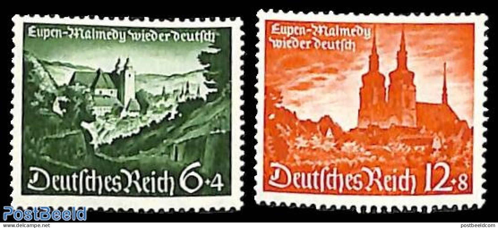 Germany, Empire 1940 Eupen, Malmedy 2v, Mint NH, Religion - Churches, Temples, Mosques, Synagogues - Art - Castles & F.. - Ungebraucht
