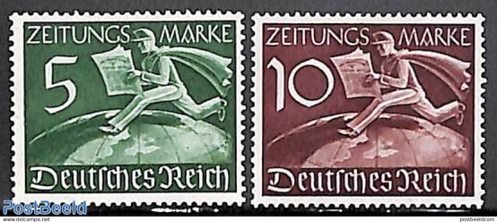 Germany, Empire 1939 Newspaper Stamps 2v, Mint NH, History - Various - Newspapers & Journalism - Globes - Maps - Unused Stamps