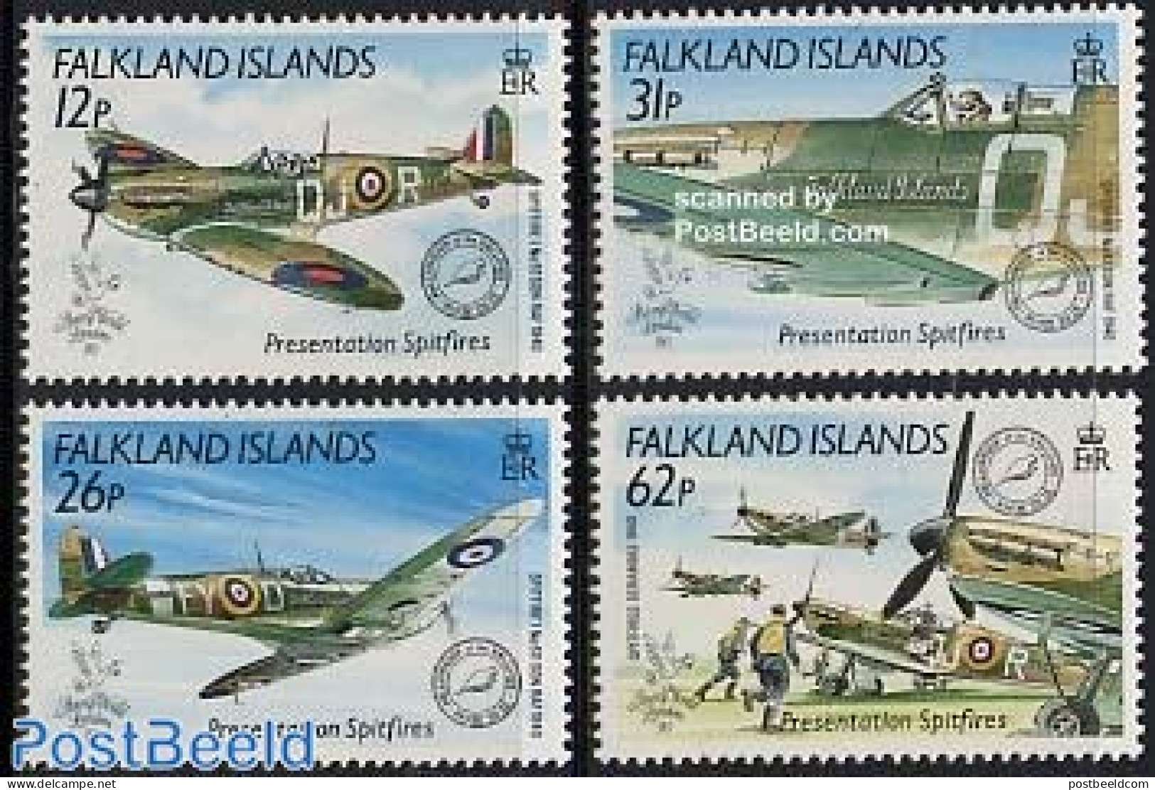 Falkland Islands 1990 Stamp World London 4v, Mint NH, History - Transport - World War II - Aircraft & Aviation - WW2