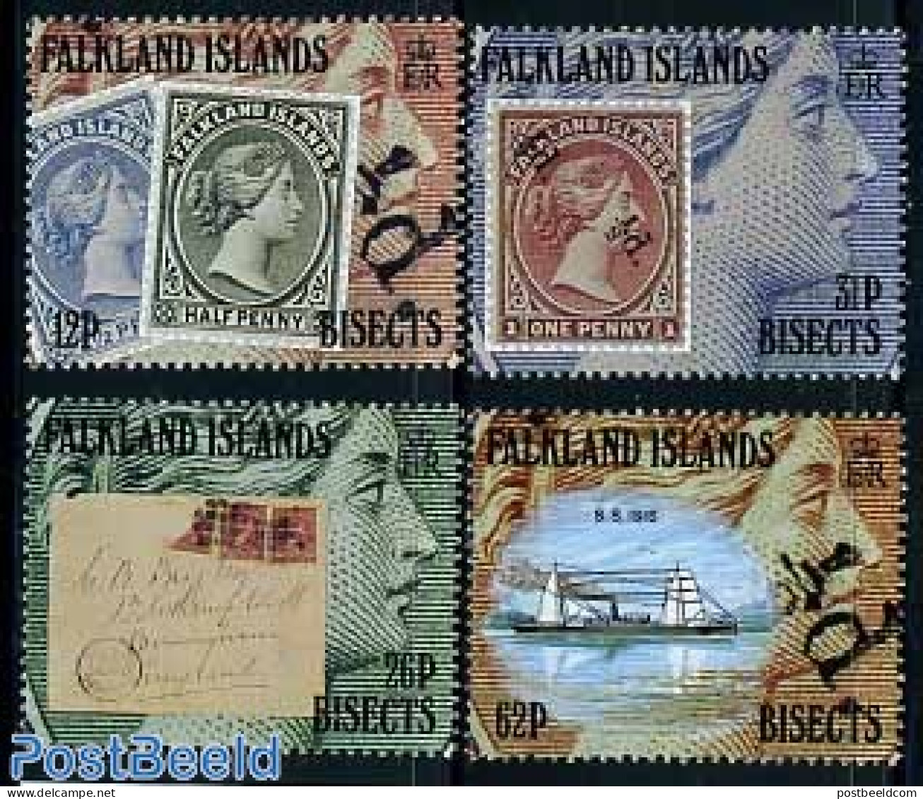 Falkland Islands 1991 Issue Of 1891 4v, Mint NH, Transport - Stamps On Stamps - Ships And Boats - Stamps On Stamps