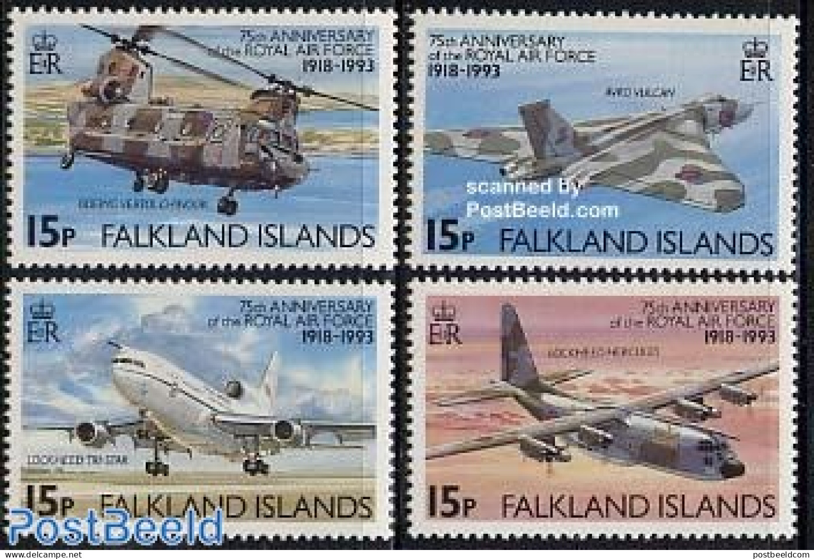 Falkland Islands 1993 Royal Air Force 4v, Mint NH, Transport - Helicopters - Aircraft & Aviation - Hubschrauber