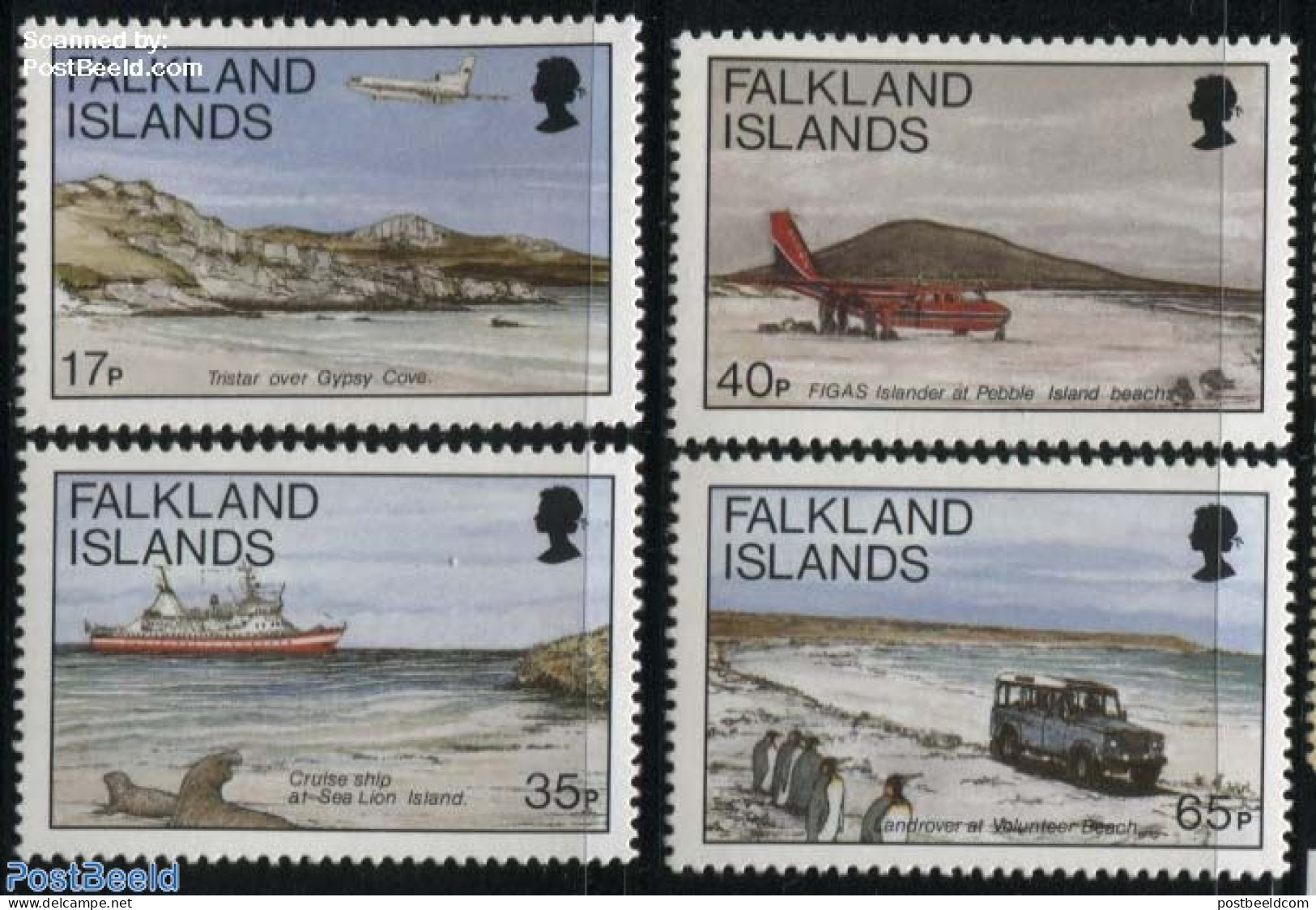 Falkland Islands 1994 Beach And Traffic 4v, Mint NH, Transport - Automobiles - Aircraft & Aviation - Ships And Boats - Coches