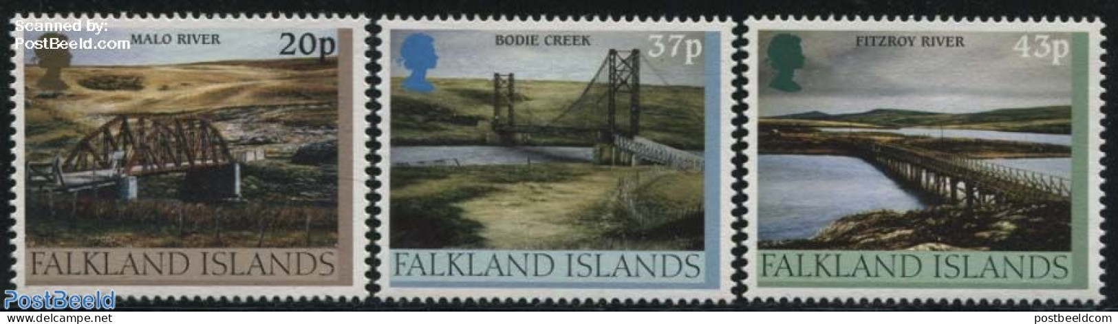 Falkland Islands 2000 Bridges 3v, Mint NH, Art - Bridges And Tunnels - Bruggen