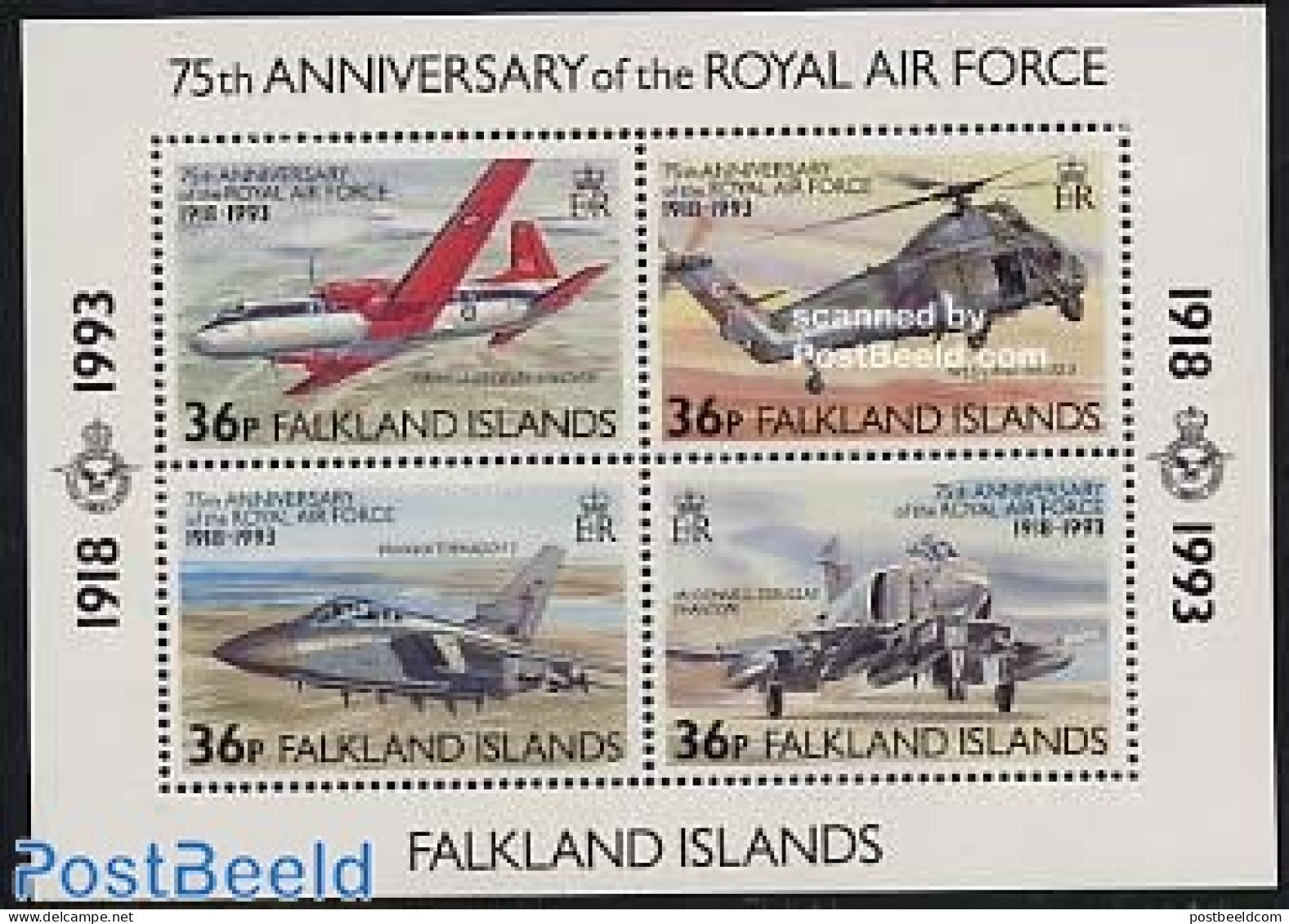 Falkland Islands 1993 Royal Air Force S/s, Mint NH, Transport - Helicopters - Aircraft & Aviation - Helicopters