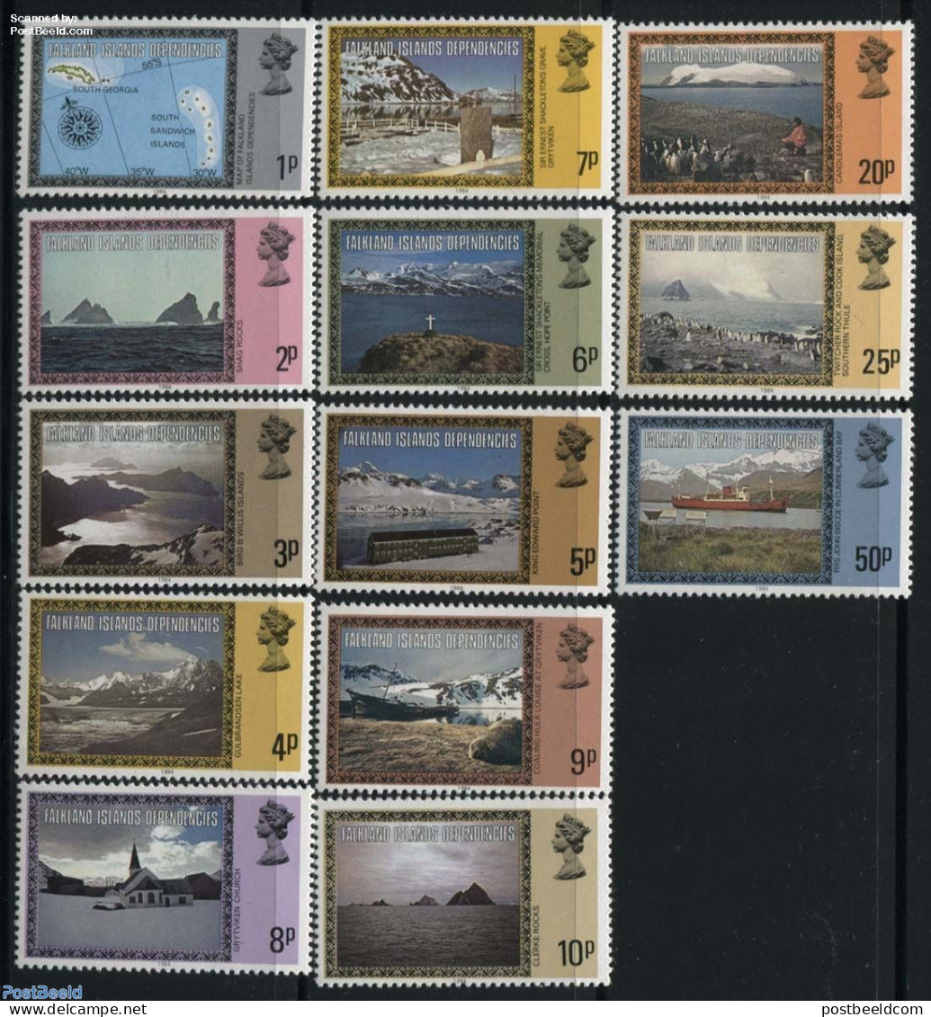 South Georgia / Falklands Dep. 1984 Definitives 13v (with Year 1984), Mint NH, Nature - Religion - Science - Transport.. - Eglises Et Cathédrales