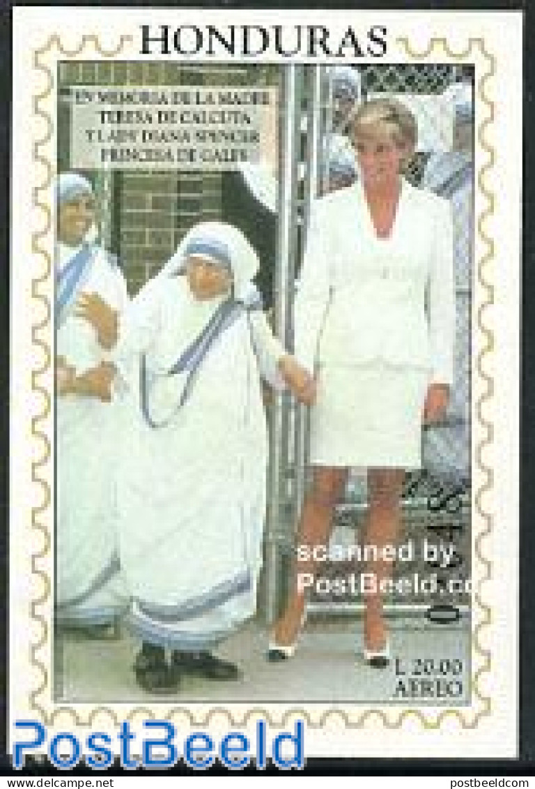 Honduras 1997 Death Of Diana S/s, Mint NH, History - Charles & Diana - Kings & Queens (Royalty) - Nobel Prize Winners - Koniklijke Families