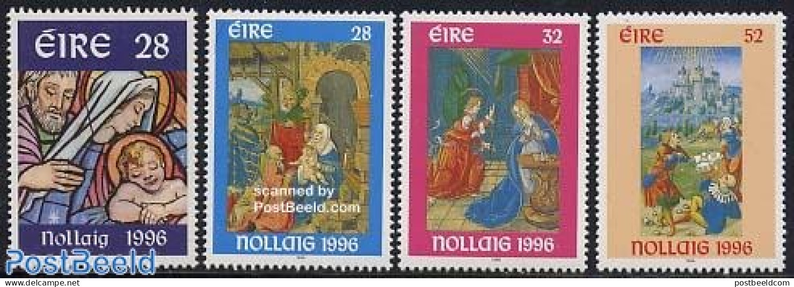 Ireland 1996 Christmas 4v, Mint NH, Religion - Christmas - Art - Stained Glass And Windows - Nuevos