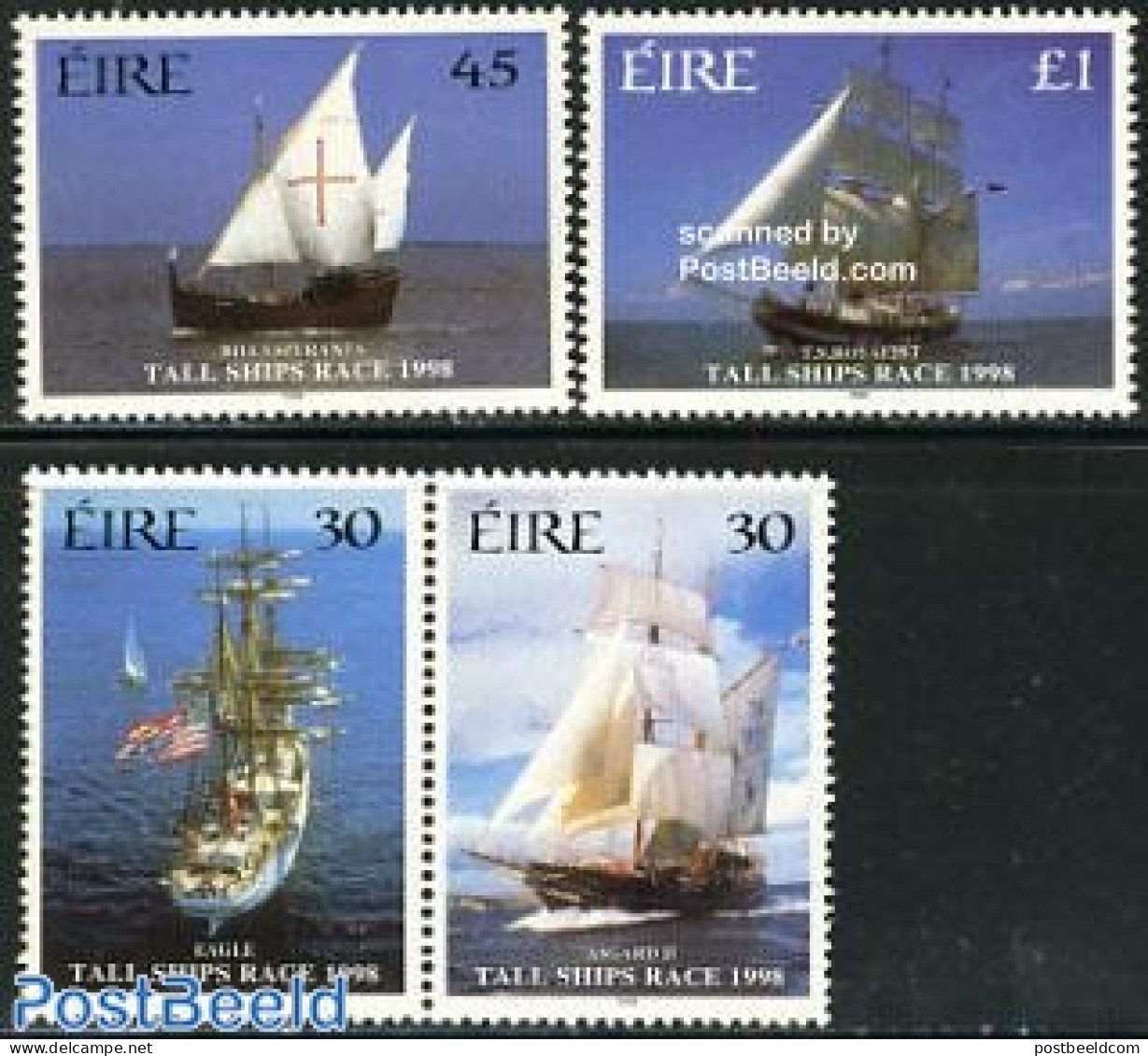 Ireland 1998 Tall Ships 4v (2v+[:]), Mint NH, Transport - Ships And Boats - Unused Stamps