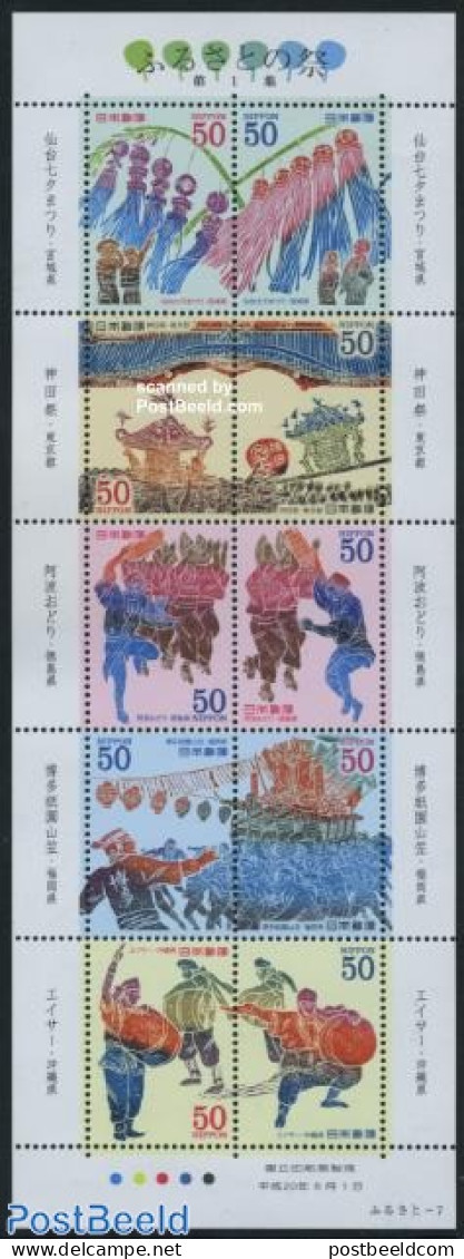 Japan 2008 Local Festivals 10v M/s, Mint NH, Various - Folklore - Unused Stamps