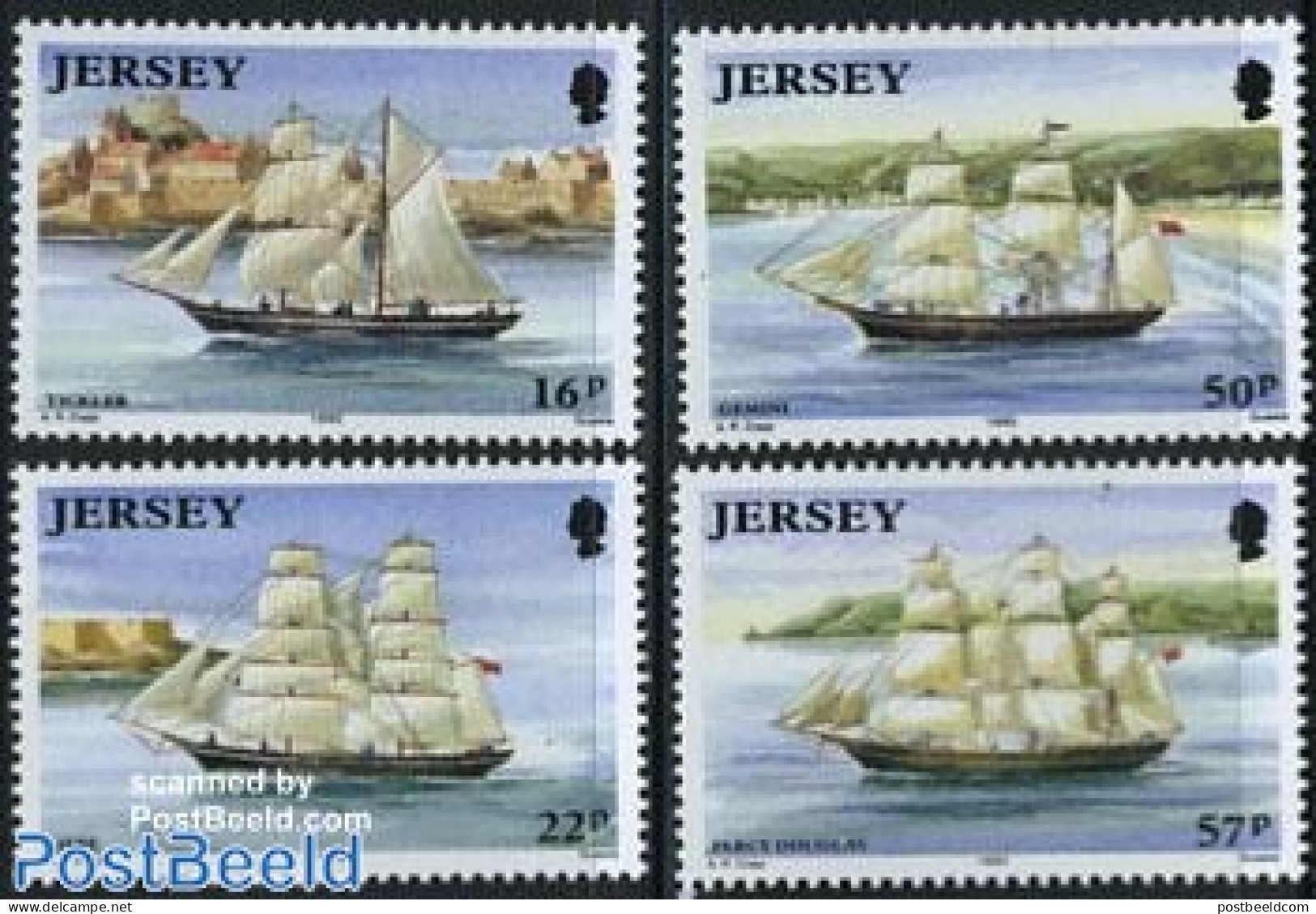 Jersey 1992 Ships 4v, Mint NH, Transport - Various - Ships And Boats - Lighthouses & Safety At Sea - Barcos
