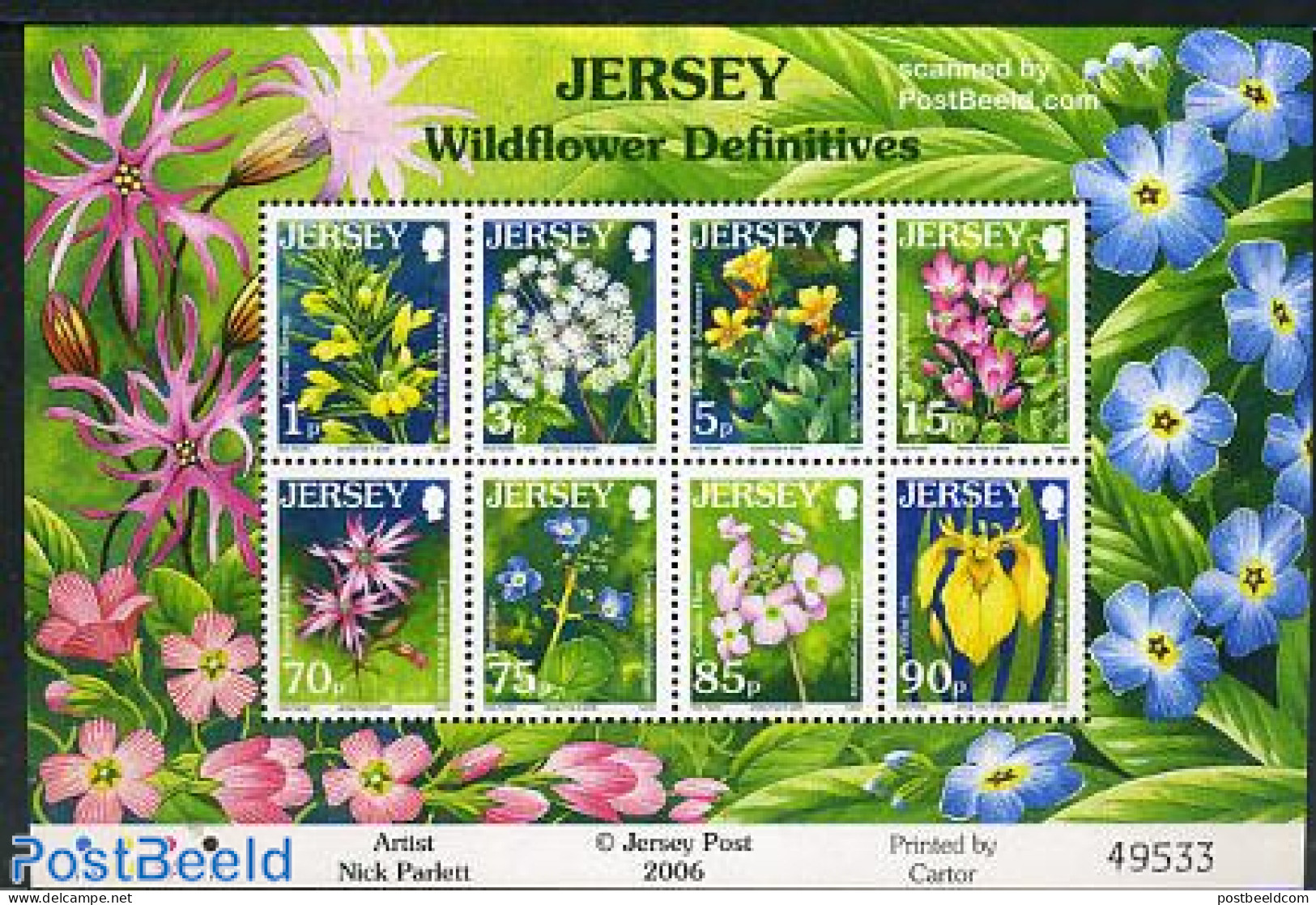 Jersey 2006 Wild Flowers 8v M/s, Mint NH, Nature - Flowers & Plants - Jersey