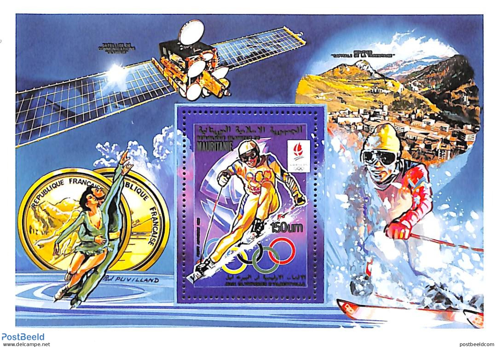 Mauritania 1990 Olympic Winter Games S/s ALBERTVILLE, Mint NH, Sport - Transport - Olympic Winter Games - Skiing - Spa.. - Ski
