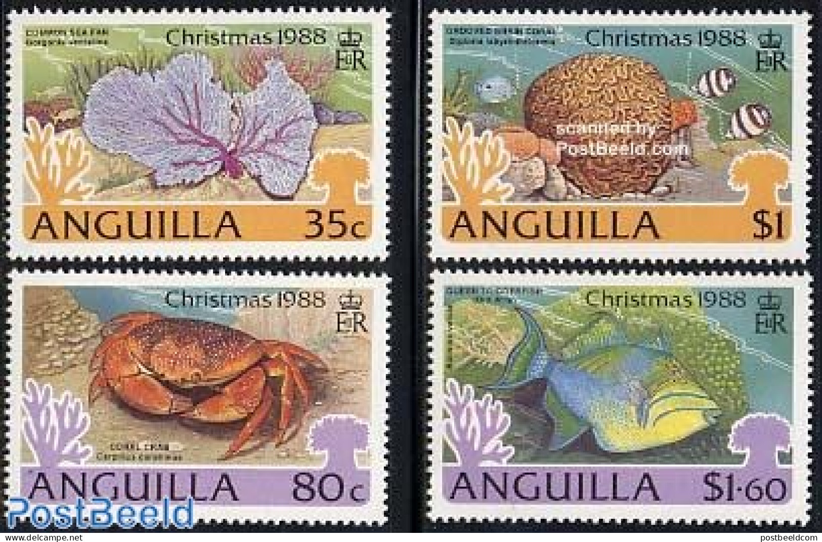 Anguilla 1988 Christmas, Marine Life 4v, Mint NH, Nature - Religion - Shells & Crustaceans - Christmas - Crabs And Lob.. - Vie Marine
