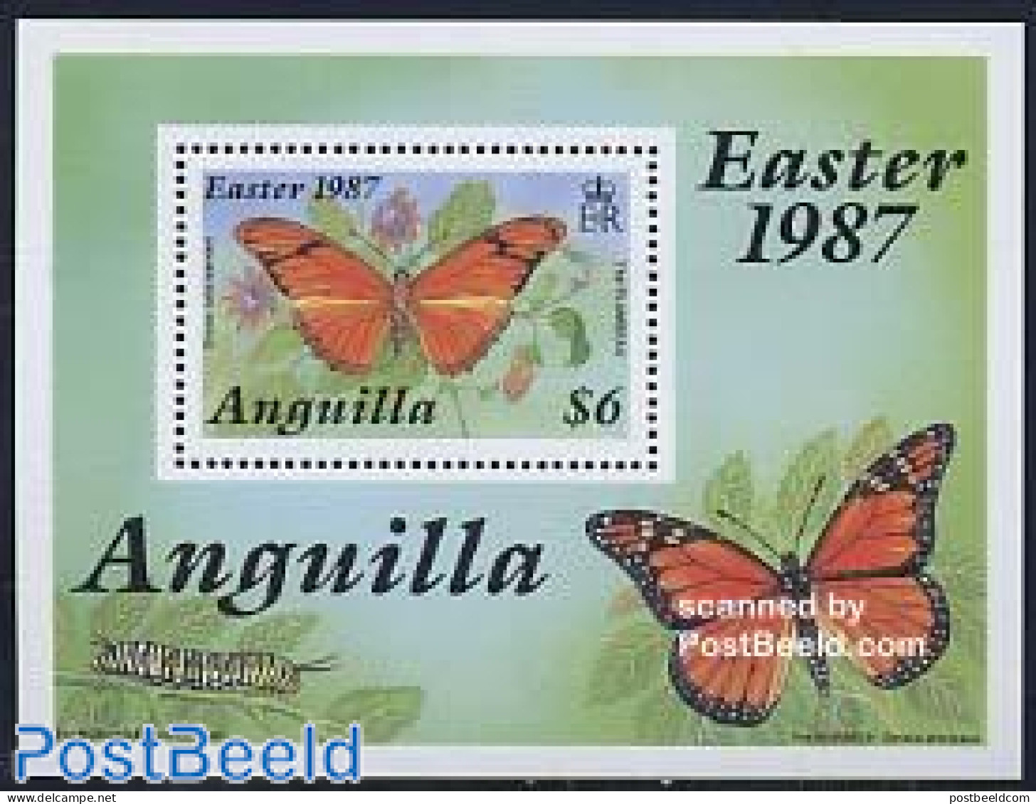 Anguilla 1987 Easter, Butterflies S/s, Mint NH, Nature - Butterflies - Anguilla (1968-...)
