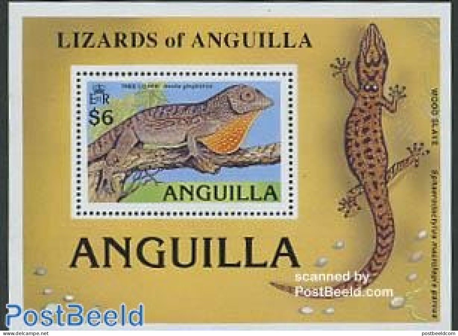 Anguilla 1989 Lizards S/s, Mint NH, Nature - Reptiles - Anguilla (1968-...)