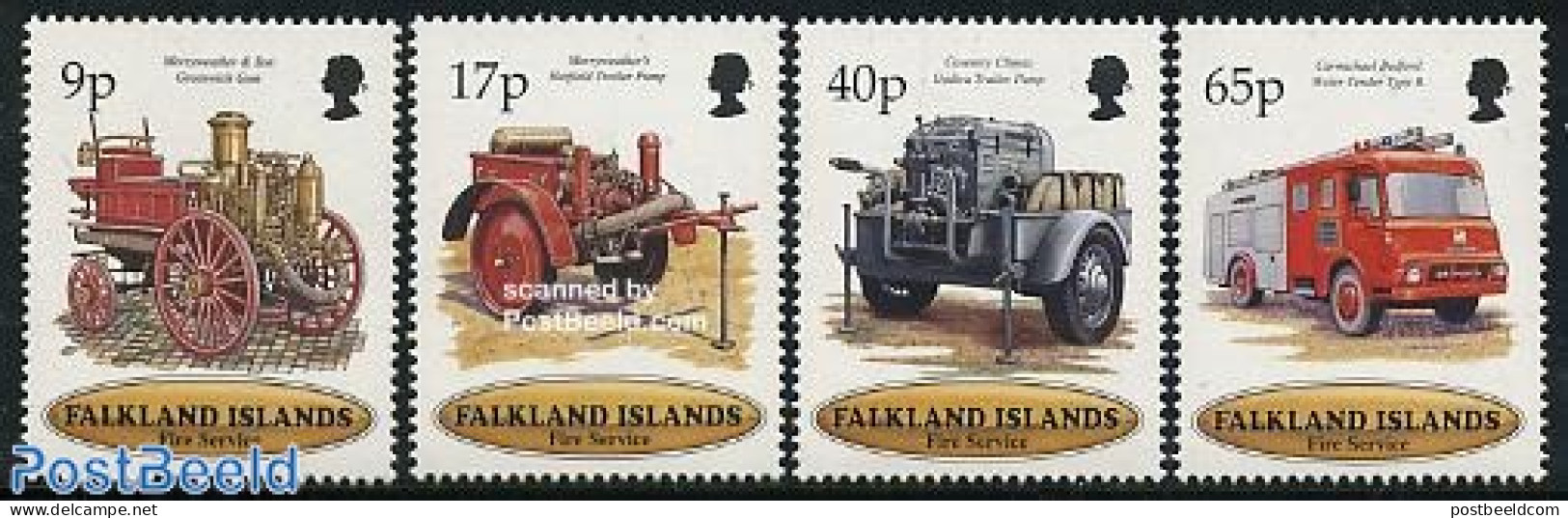 Falkland Islands 1998 Fire Brigades 4v, Mint NH, Transport - Automobiles - Fire Fighters & Prevention - Coches