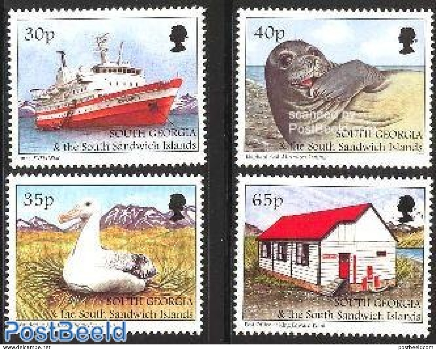 South Georgia / Falklands Dep. 1998 Tourism 4v, Mint NH, Nature - Transport - Birds - Sea Mammals - Post - Ships And B.. - Post