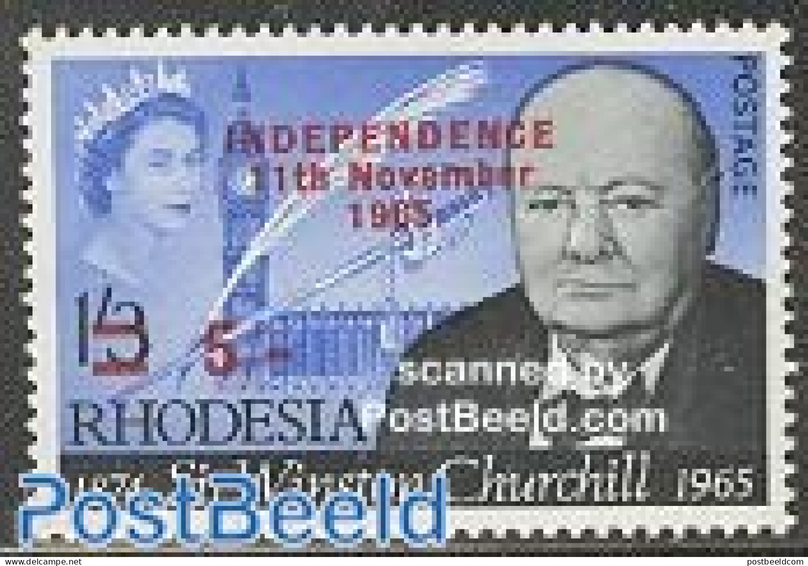 Rhodesia 1966 Independence Overprint On Churchill 1v, Mint NH, History - Churchill - Sir Winston Churchill