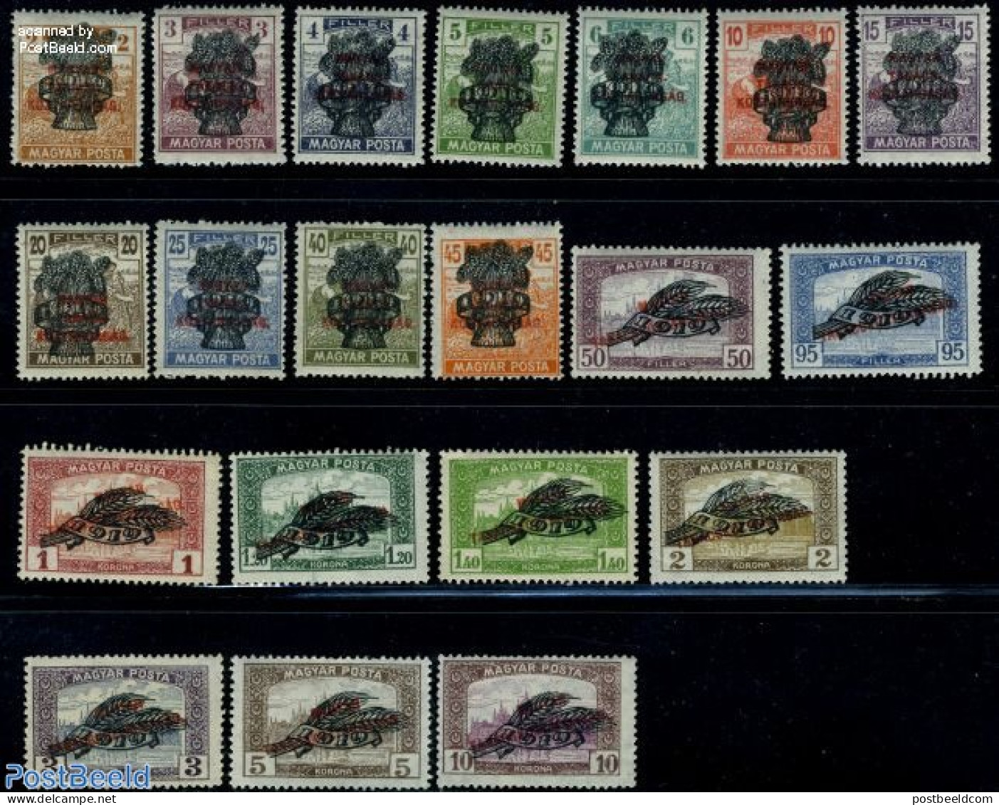 Hungary 1920 Definitives, Overprints 20v, Unused (hinged), Various - Agriculture - Ungebraucht