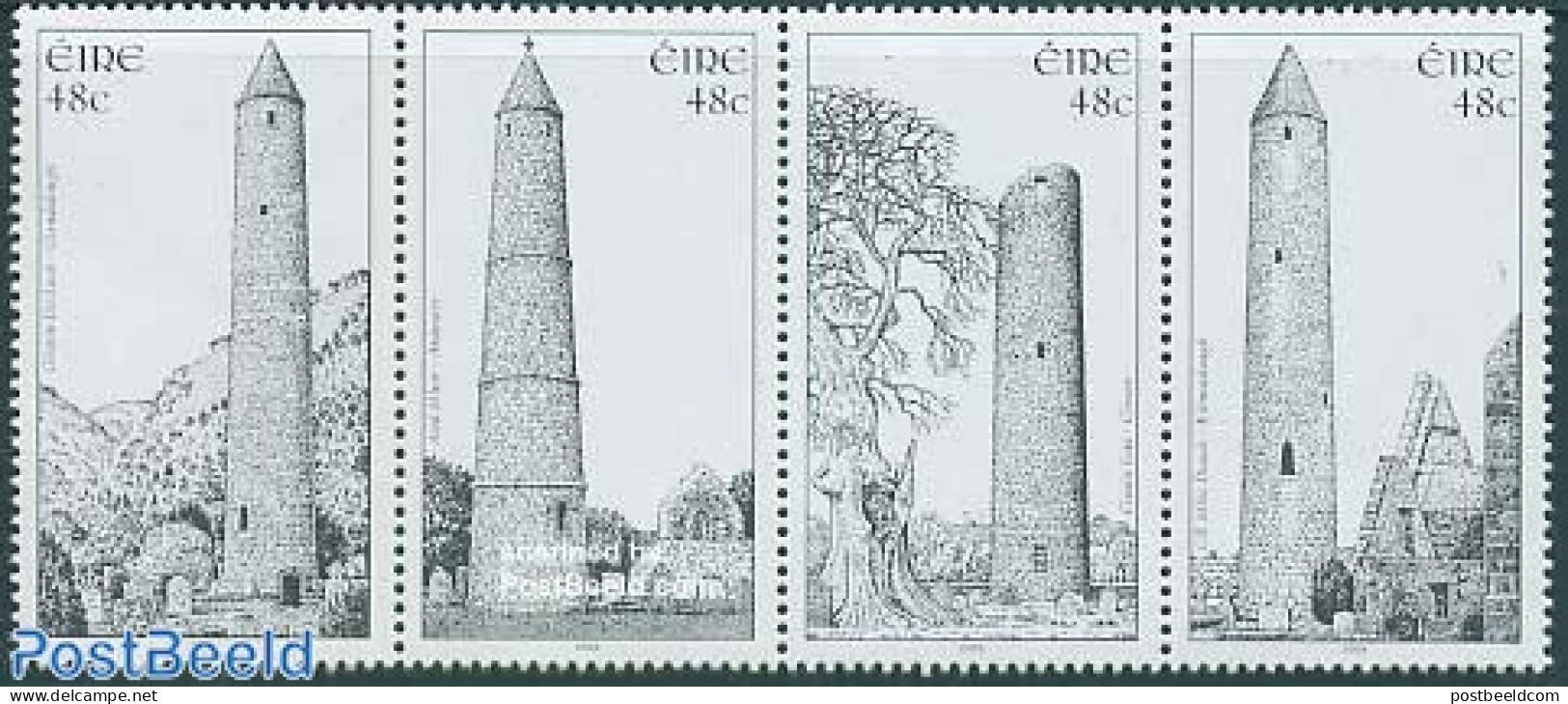 Ireland 2005 Round Towers Of Ireland 4v [:::], Mint NH, History - Archaeology - Art - Architecture - Neufs