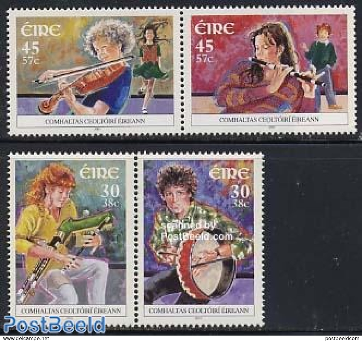 Ireland 2001 Music 2x2v [:], Mint NH, Performance Art - Music - Musical Instruments - Unused Stamps