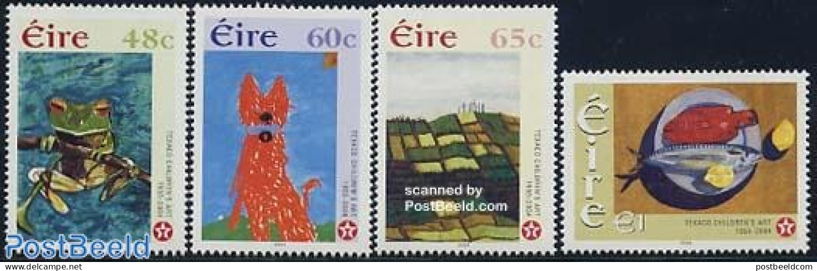 Ireland 2004 Texaco Childrens Art 4v, Mint NH, Nature - Dogs - Fish - Frogs & Toads - Art - Children Drawings - Unused Stamps