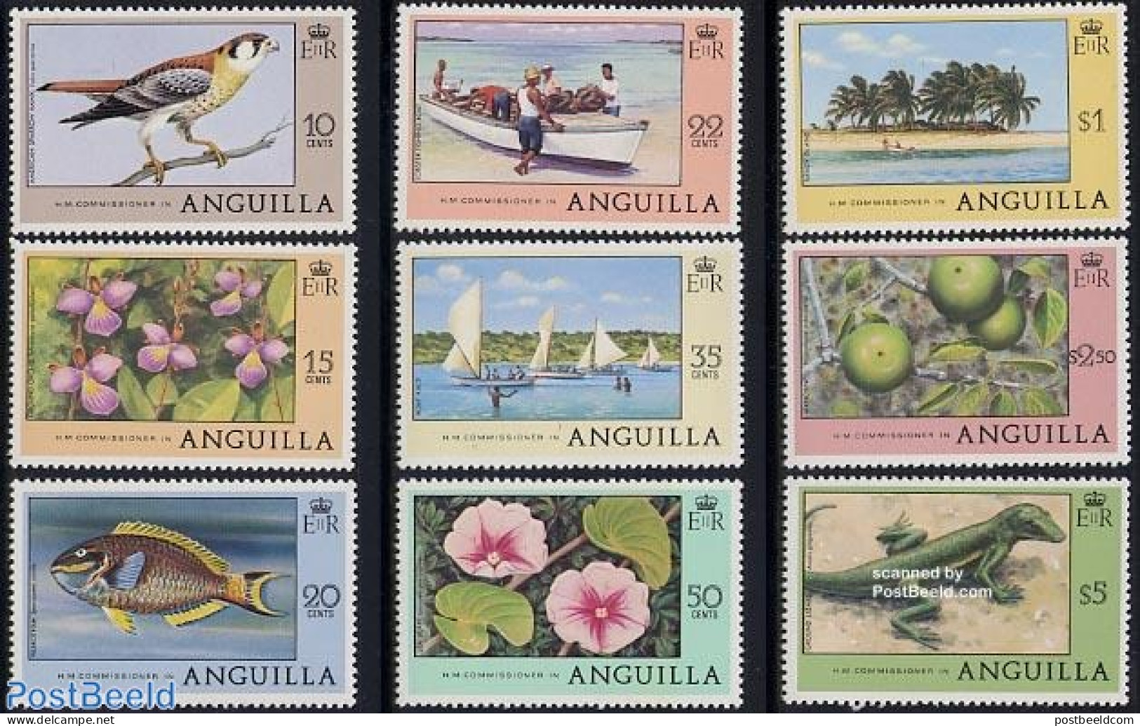 Anguilla 1978 Definitives 9v, Mint NH, Nature - Transport - Animals (others & Mixed) - Birds - Fish - Flowers & Plants.. - Poissons
