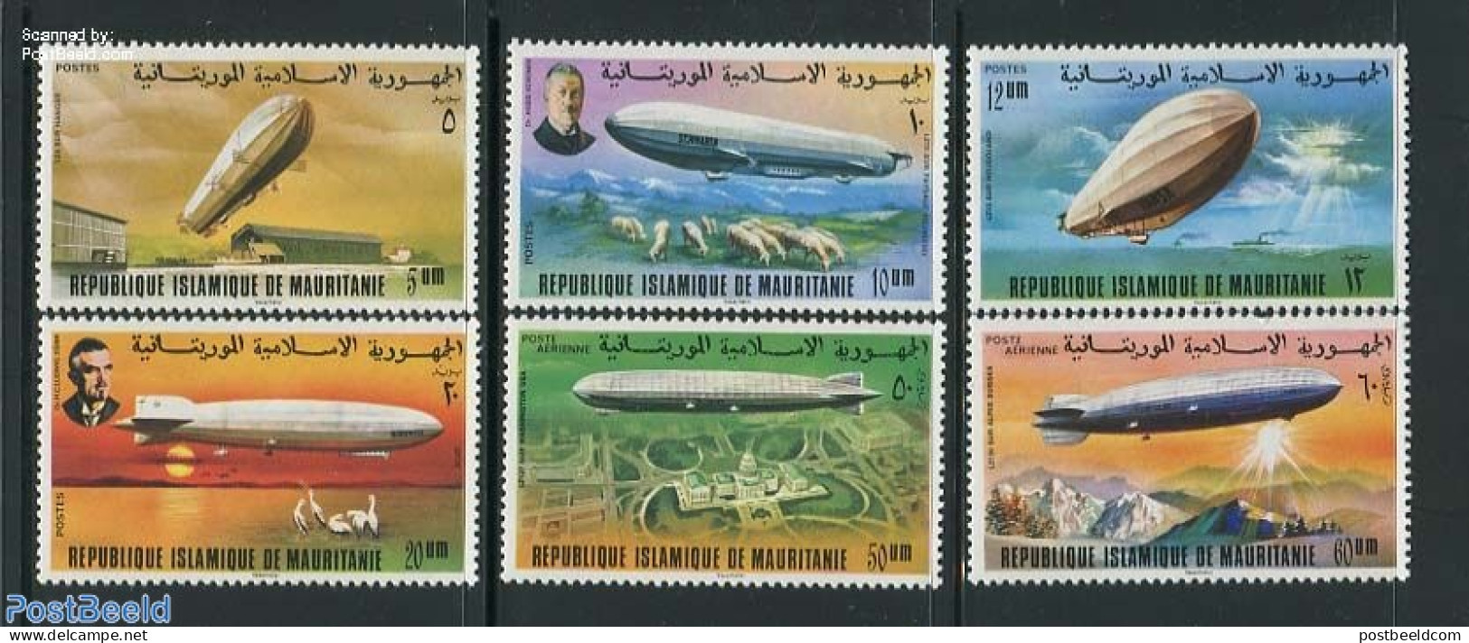 Mauritania 1976 Zeppelin 6v, Mint NH, Transport - Zeppelins - Zeppelins