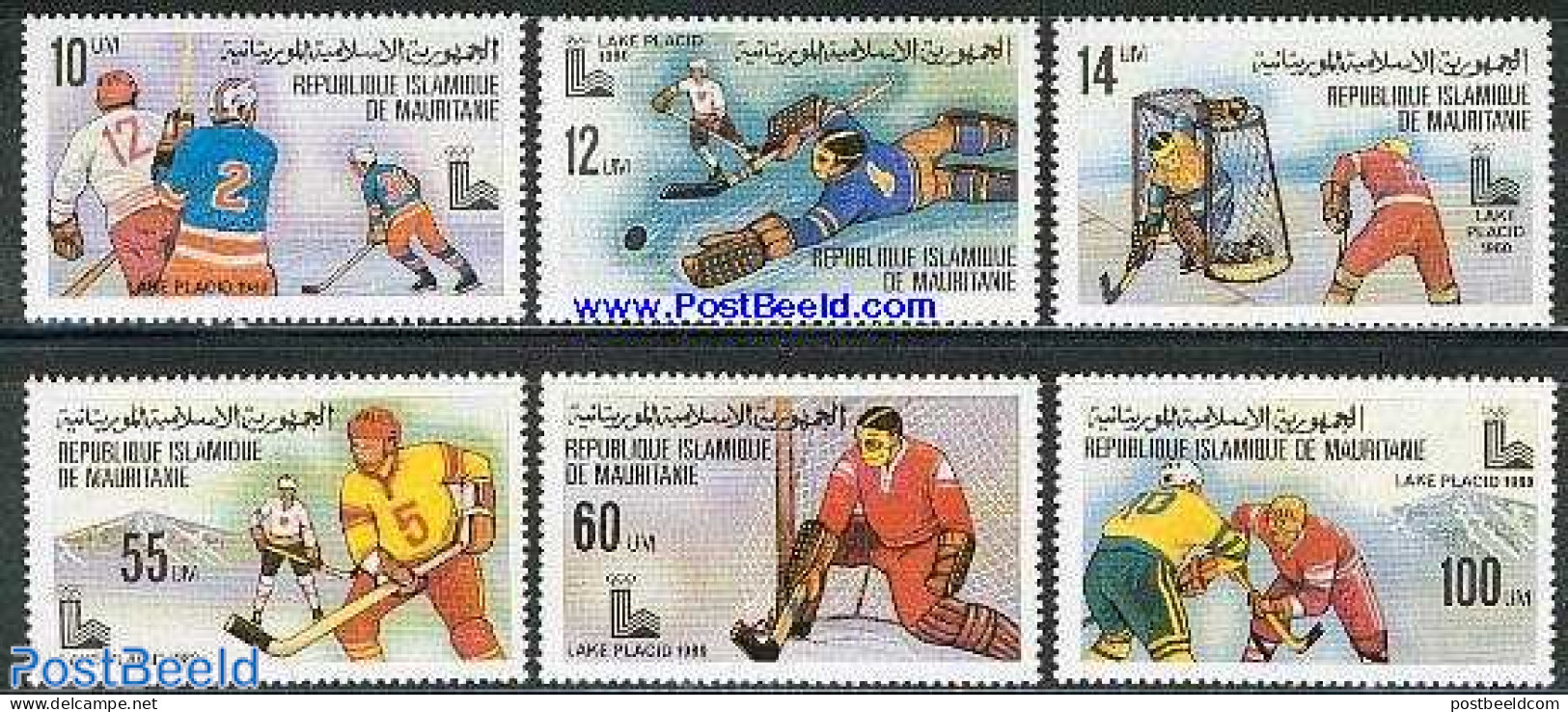 Mauritania 1979 Olympic Winter Games Lake Placid 6v, Mint NH, Sport - Ice Hockey - Olympic Winter Games - Hockey (Ice)