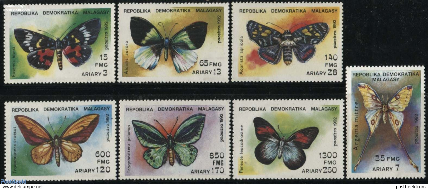 Madagascar 1992 Butterflies 7v, Mint NH, Nature - Butterflies - Andere & Zonder Classificatie