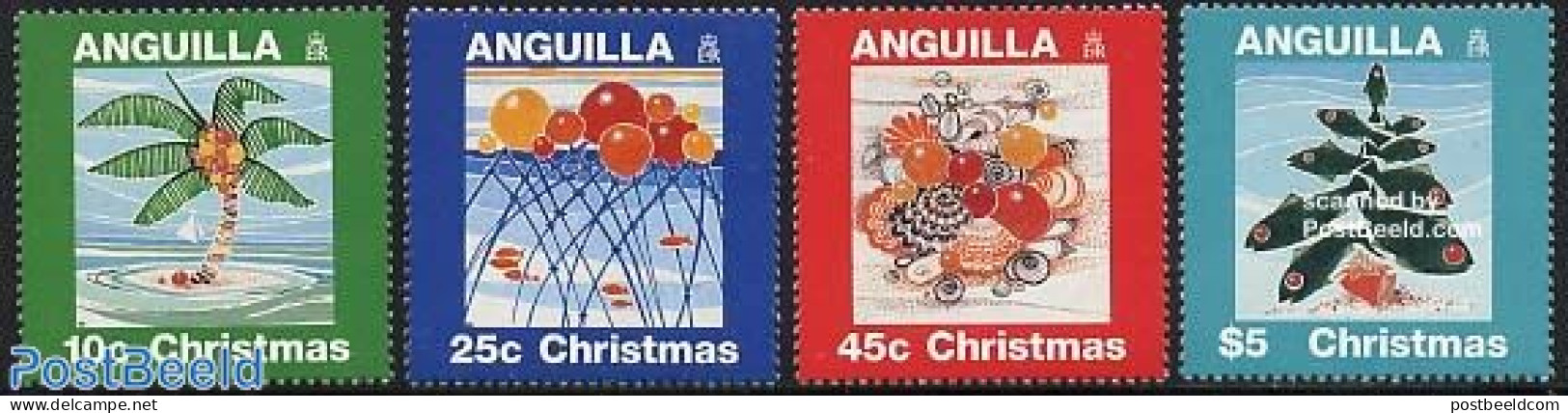 Anguilla 1995 Christmas 4v, Mint NH, Nature - Religion - Fish - Shells & Crustaceans - Christmas - Fische