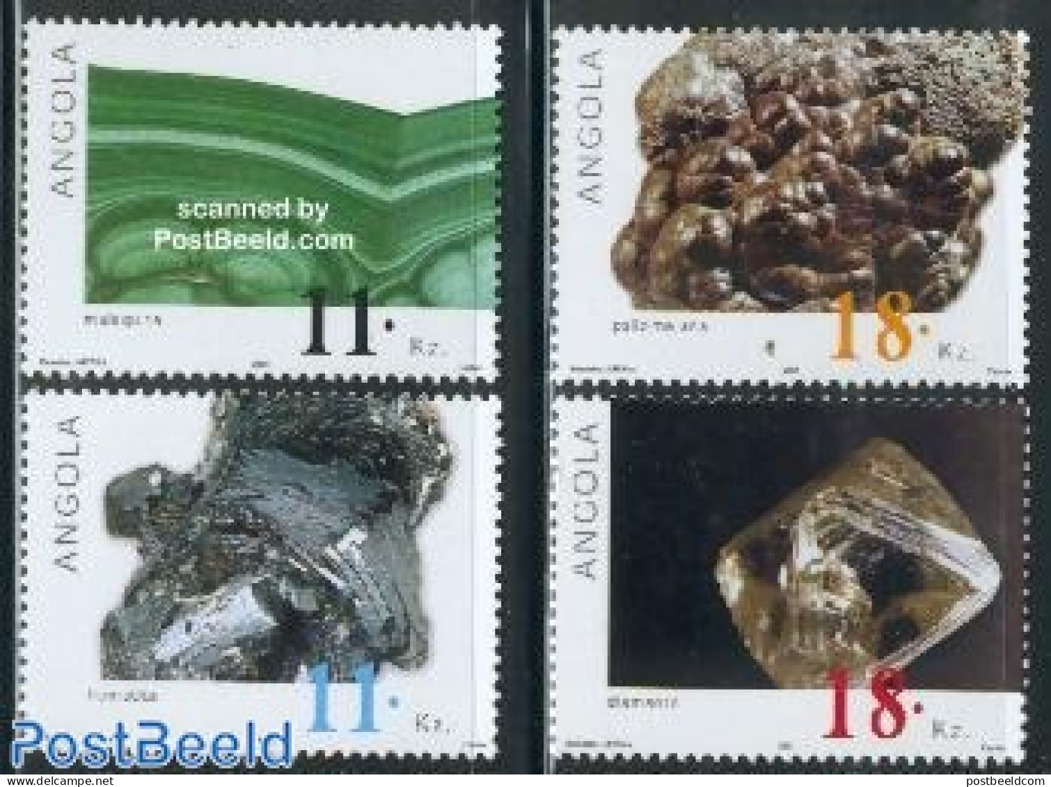 Angola 2001 Minerals 4v, Mint NH, History - Geology - Angola