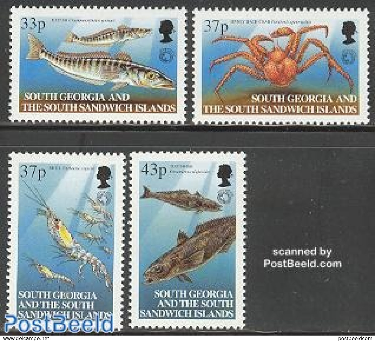 South Georgia / Falklands Dep. 2001 Marine Life 4v, Mint NH, Nature - Fish - Poissons