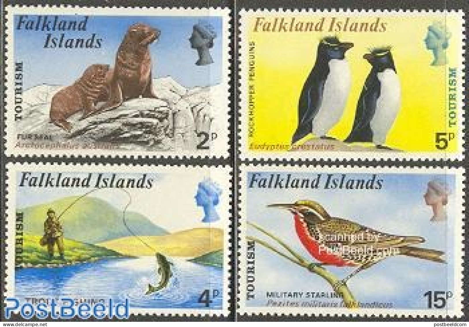 Falkland Islands 1974 Tourism 4v, Mint NH, Nature - Birds - Fishing - Penguins - Sea Mammals - Pesci