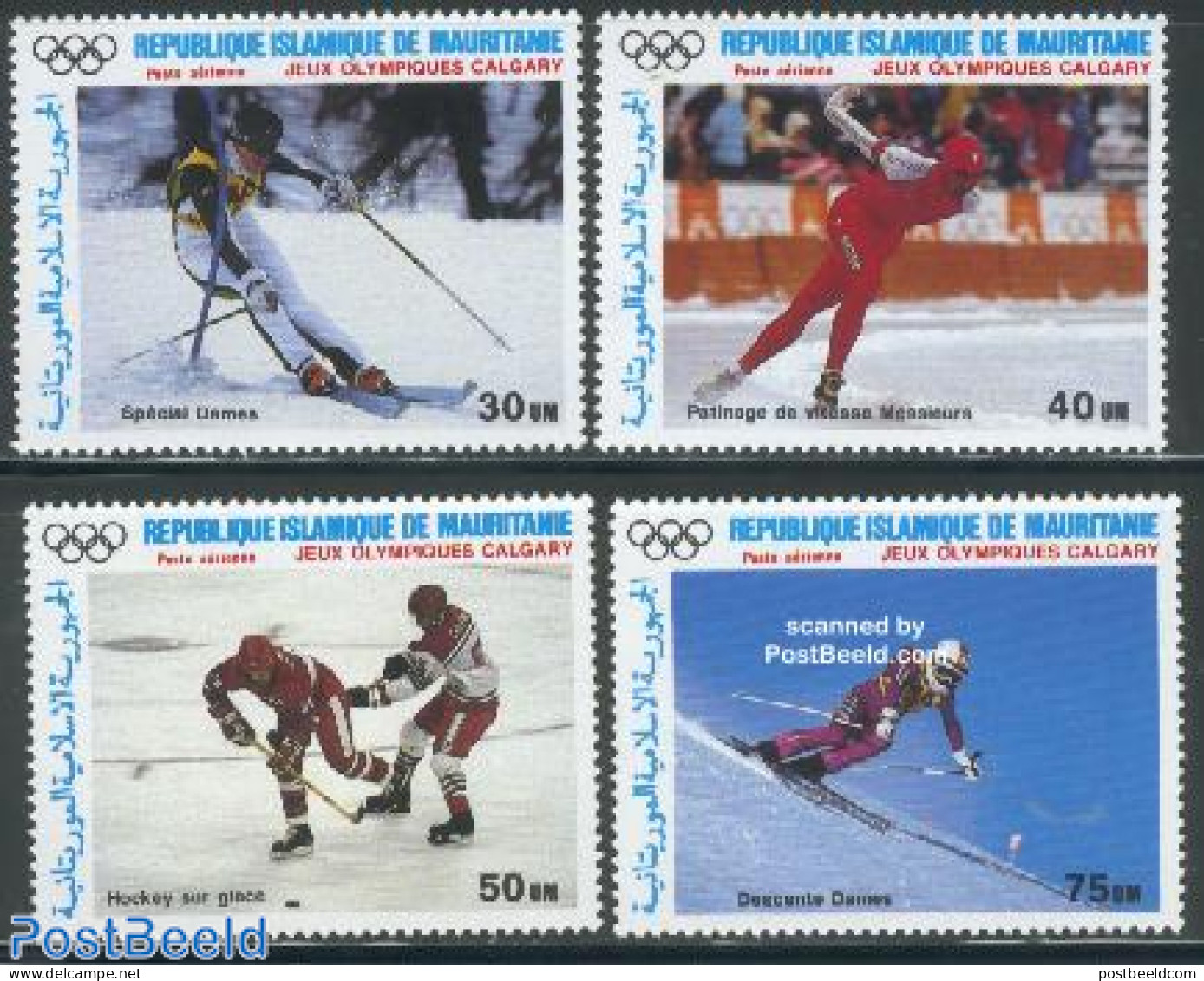 Mauritania 1987 Olympic Winter Games Calgary 4v, Mint NH, Sport - Ice Hockey - Olympic Winter Games - Skating - Skiing - Eishockey