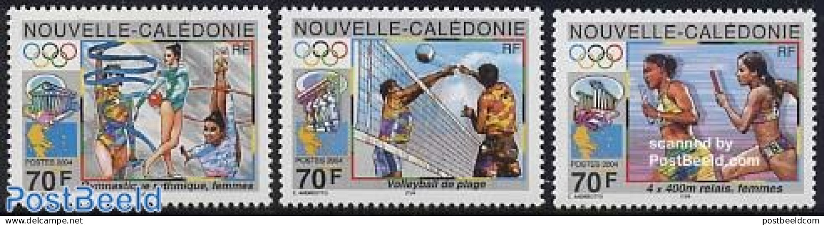 New Caledonia 2004 Olympic Games 3v, Mint NH, Sport - Olympic Games - Volleyball - Neufs
