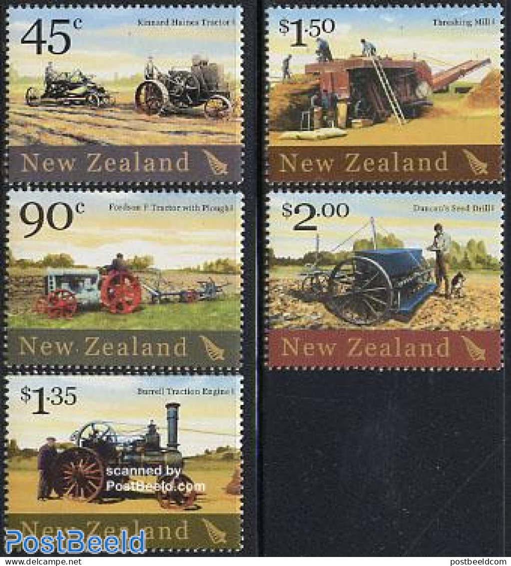 New Zealand 2004 Farm Tools 5v, Mint NH, Nature - Various - Dogs - Agriculture - Nuovi